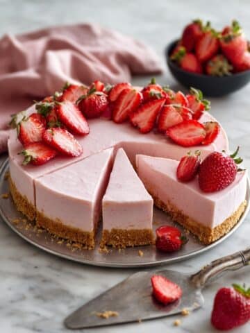 Easy No-Bake Strawberry Cheesecake Pie with Fresh or Frozen Berries Recipe