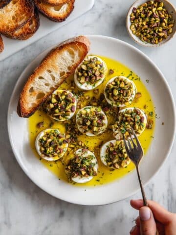 Marinated Goat Cheese with Pistachios, Orange Zest, and Honey Recipe