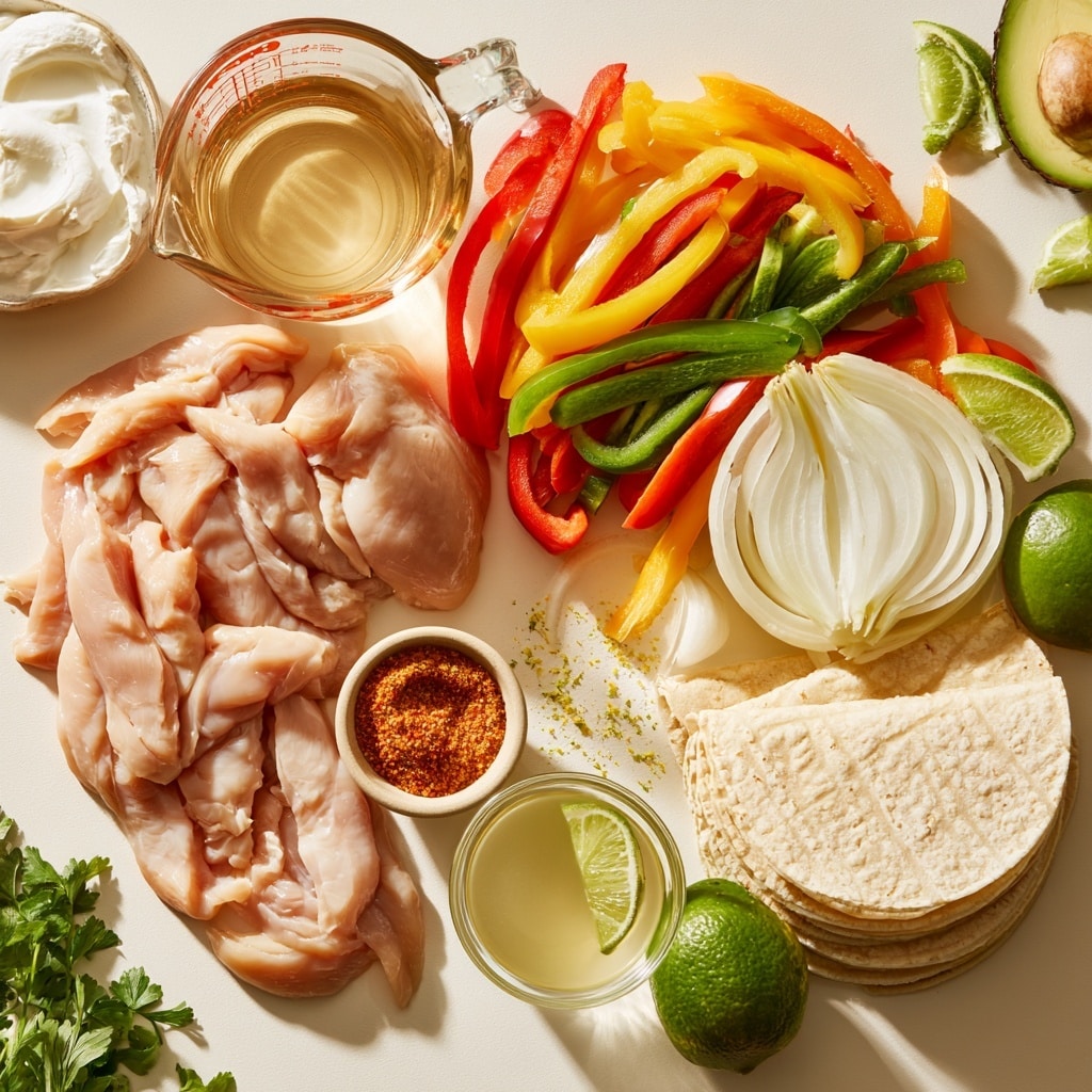 A white metal pan holds small raw chicken pieces, mostly skinless, covered with red spice powder and a small pile of minced garlic in the center. Next to it, there is a close-up of a white metal pot filled with sliced yellow and red bell peppers topped with many thin, white onion slices, all mixed with herbs sprinkled over the top. Both images have a clean white marbled background. Photo taken with an iphone --ar 4:5 --v 7