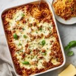 Baked Spaghetti with Ground Beef, Marinara, and Mozzarella Recipe