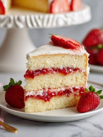 Vanilla Cake with Strawberry Filling and Whipped Cream Frosting Recipe