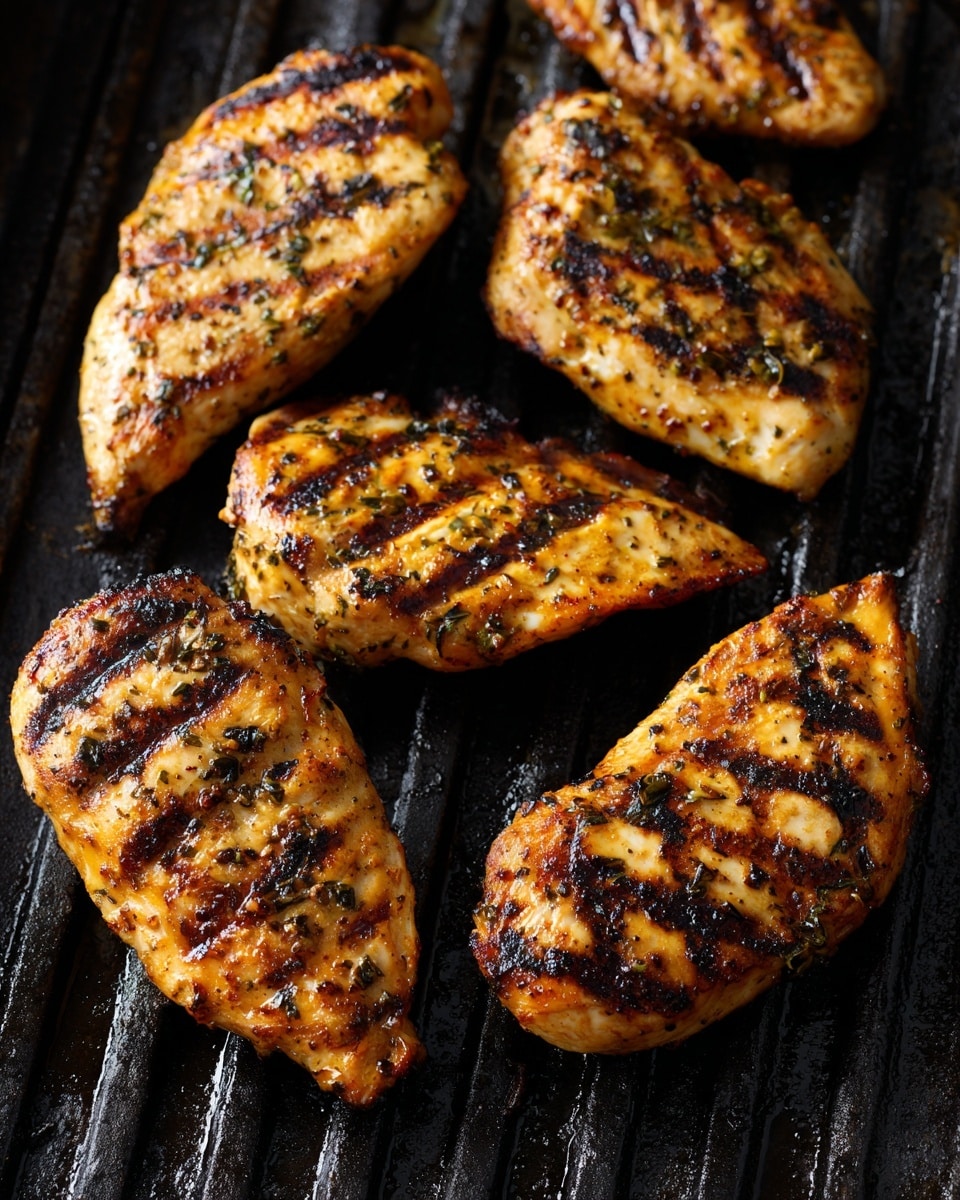 The image shows five pieces of grilled chicken on a black grill. Each piece has clear dark brown grill marks across its light golden-brown surface with some parts slightly charred to dark brown or black. The chicken pieces vary in size and shape, with a textured surface that looks juicy and well-cooked. The black grill grates contrast with the warm colors of the chicken, and the background features the grill’s dark charred areas. photo taken with an iphone --ar 4:5 --v 7