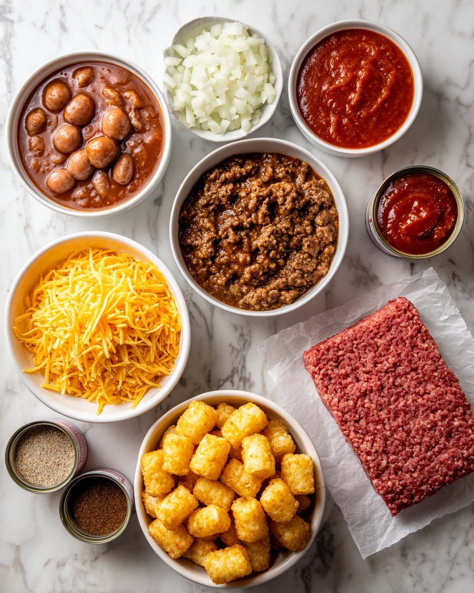 Chili Cheese Dog Tater Tot Casserole Recipe - Recipe Image