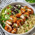 Smoked Paprika Shrimp Bowl with Quinoa, Black Beans, and BBQ Yogurt Sauce Recipe