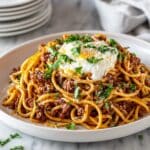TikTok Spaghetti Casserole with Creamy Alfredo and Savory Red Sauce Recipe