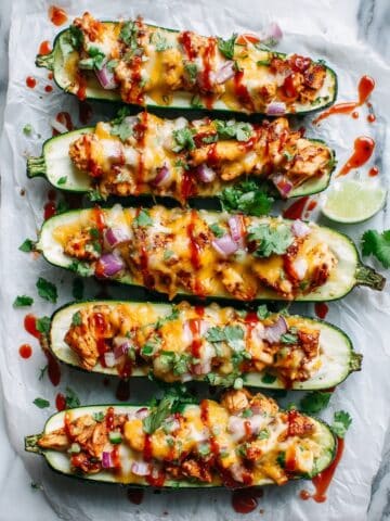 Cheesy BBQ Chicken Zucchini Boats Recipe