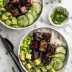 Teriyaki Salmon Bites with Rice Bowl and Vegetables Recipe
