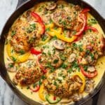 Creamy Chicken and Mushroom Skillet with Bell Peppers Recipe