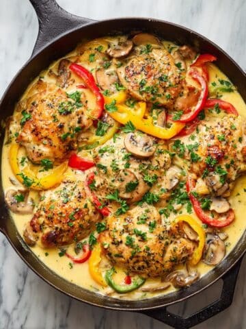Creamy Chicken and Mushroom Skillet with Bell Peppers Recipe