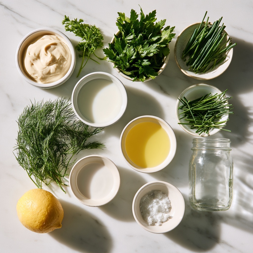 Inside a clear food processor bowl, a mixture of fresh chopped green herbs sits on the left side, dense and finely cut. On the right, there are dollops of smooth white mayonnaise with light pink and pale yellow powders sprinkled on top. A small plastic scoop rests partly buried in the mixture. The bowl’s transparent surface shows some reflections, and the background has a white marbled texture. photo taken with an iphone --ar 4:5 --v 7